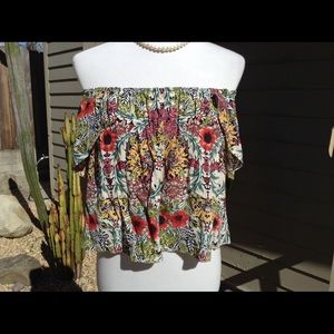TopShop Off Shoulder Boho Darling Floral Top